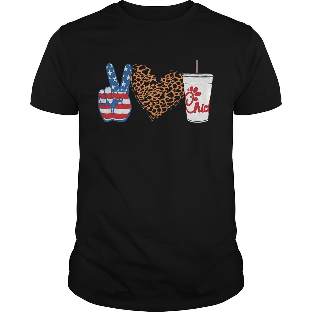 Peace Hand Leopard Print Heart Chick A Fil Shirt